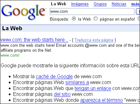 Oops Google, te has dejado www.com