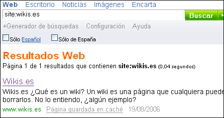 Wikis.es en Msn Search