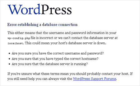 Wordpress error