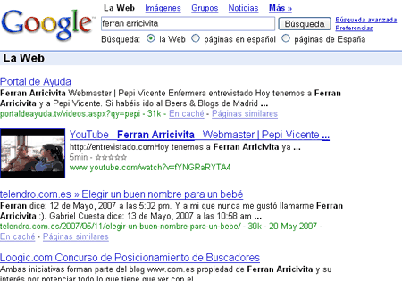 Youtube en los resultados de Google